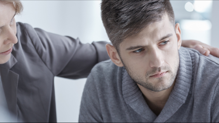 Woman confronting man about his trauma and addiction
